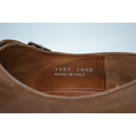 Massimo Matteo 7921 Cuoio Brown Single Monk Dress Shoes Mens 10.5 M Oxford ITALY main image 9